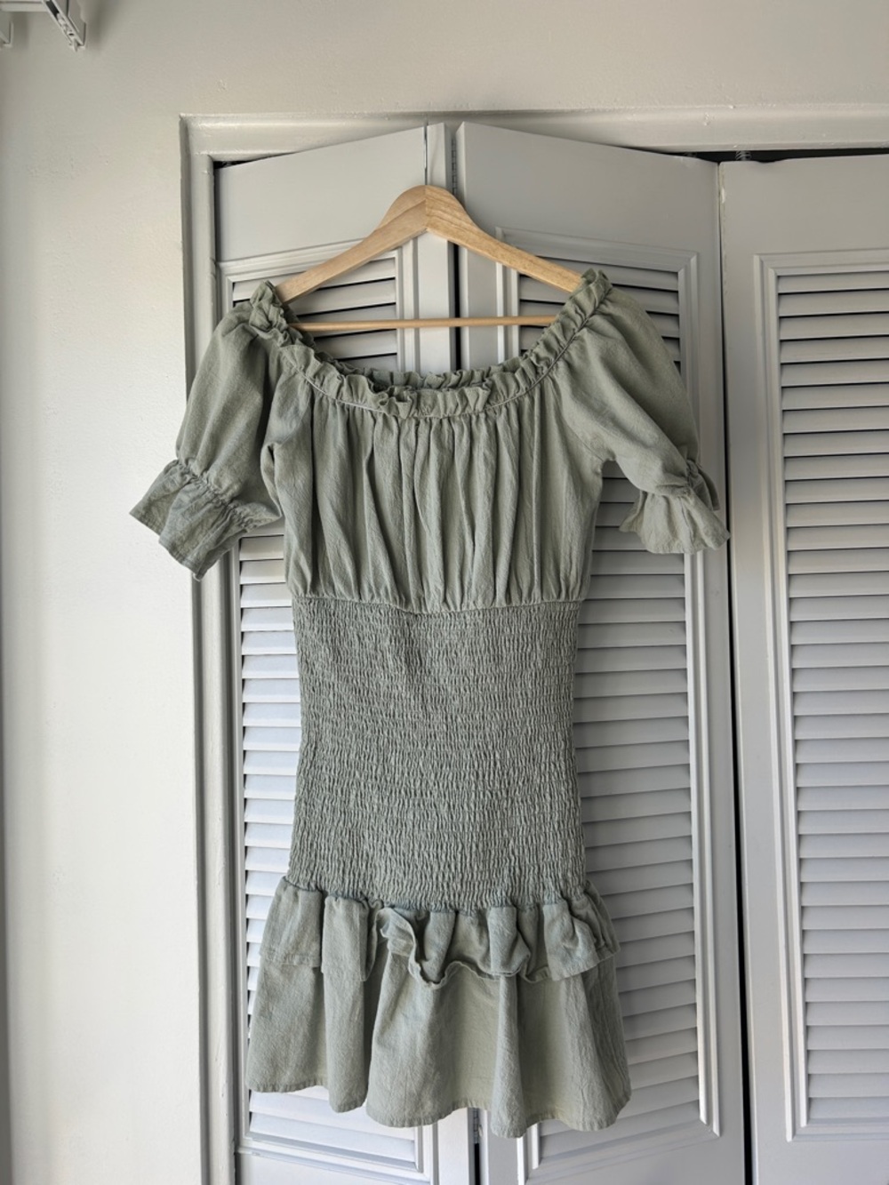 Sage Off-Shoulder Ruffle Dress - Picture 2 of 8